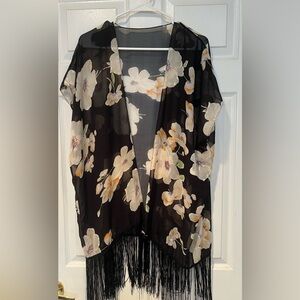 Chic Floral Kimono with Fringe